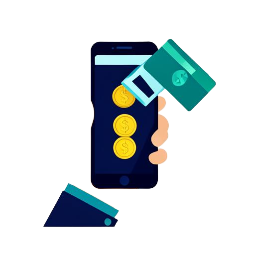 A hand paying with a phone and bank card into the platform